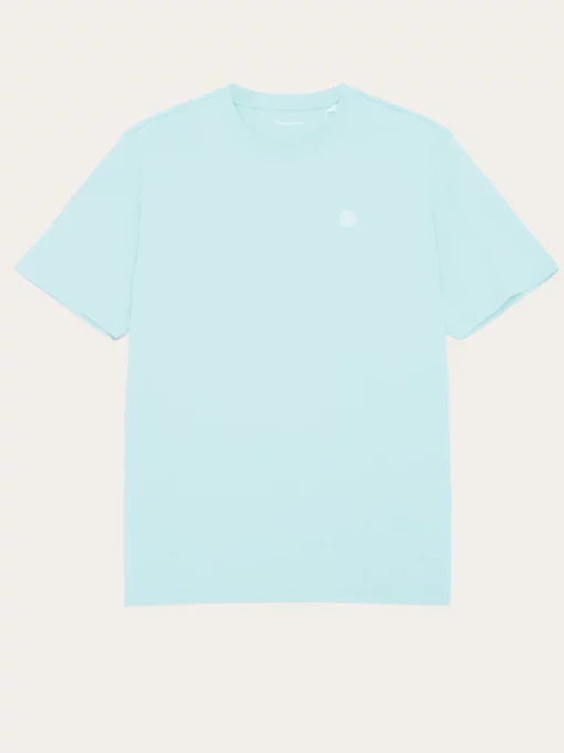 Knowledge Cotton Apparel Loke Badge T-shirt Aqua-Esque