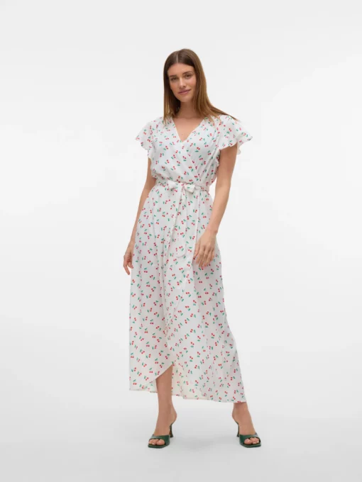 VMpage Long Wrap Cherry Dress Snow White