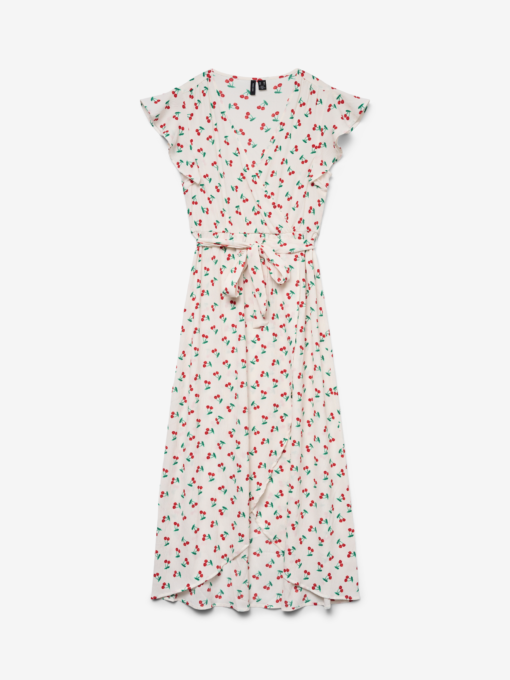 VMpage Long Wrap Cherry Dress Snow White