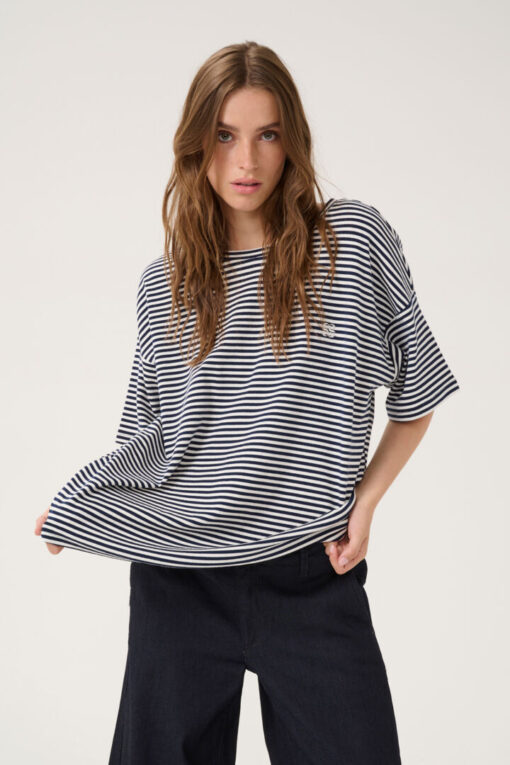 My Essential Wardrobe DanaMW T-shirt Navy/Offwhite Stripe
