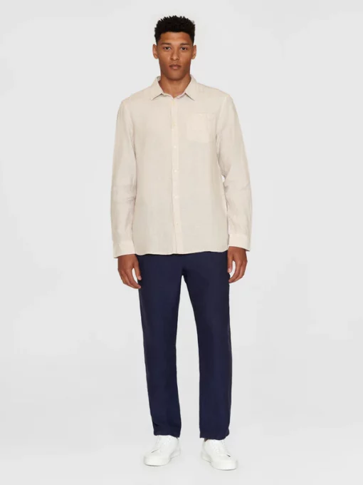 Knowledge Cotton Apparel Regular Linen Shirt Yarndyed