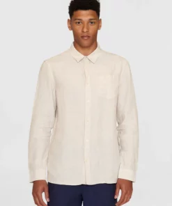 Knowledge Cotton Apparel Regular Linen Shirt Yarndyed