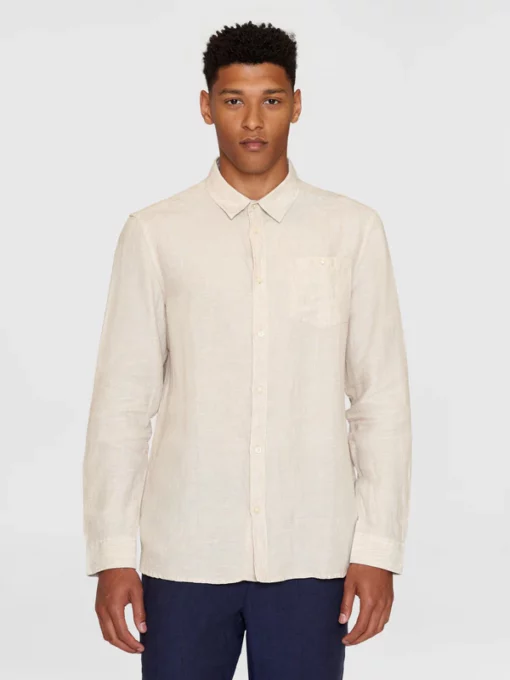 Knowledge Cotton Apparel Regular Linen Shirt Yarndyed