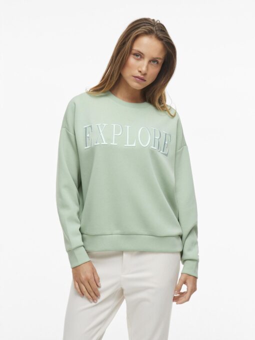 Vila Reflect New Emb Sweatshirt Silt Green