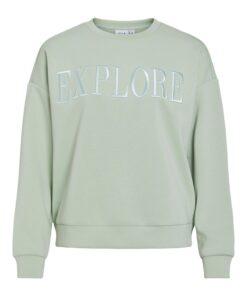 Vila Reflect New Emb Sweatshirt Silt Green