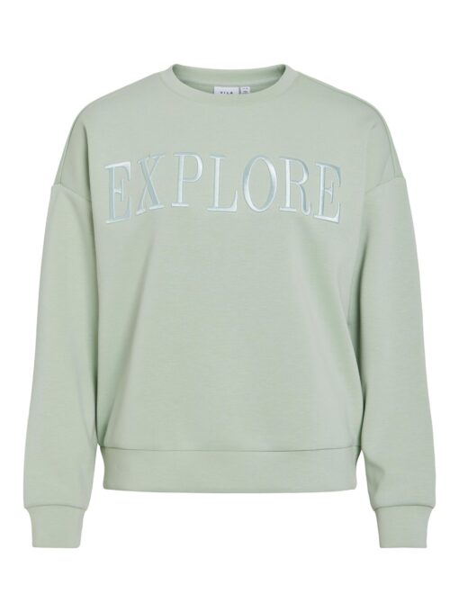 Vila Reflect New Emb Sweatshirt Silt Green