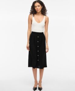 Vijosa Midi Button Skirt Black