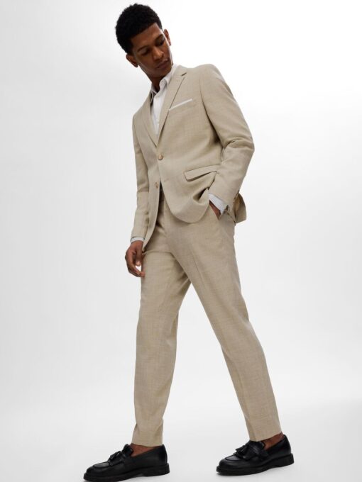 Selected Homme Slim Oasis Linen Trousers Sand