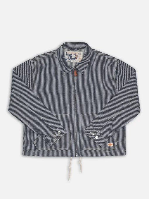 Nudie Jeans Jade Striped Zip Jacket Blue/Offwhite