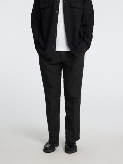 Selected Homme Straight Leroy Linen Pant Black