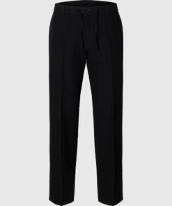 Selected Homme Straight Leroy Linen Pant Black