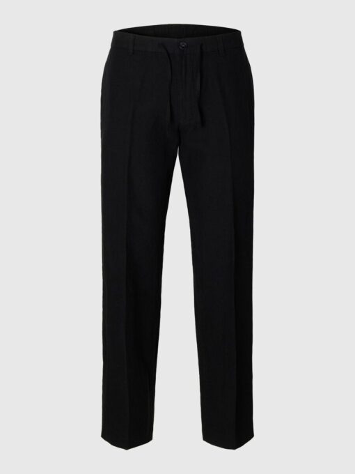 Selected Homme Straight Leroy Linen Pant Black