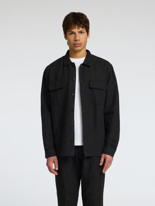 Selected Homme Leroy Linen Blend Overshirt Black