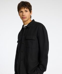 Selected Homme Leroy Linen Blend Overshirt Black