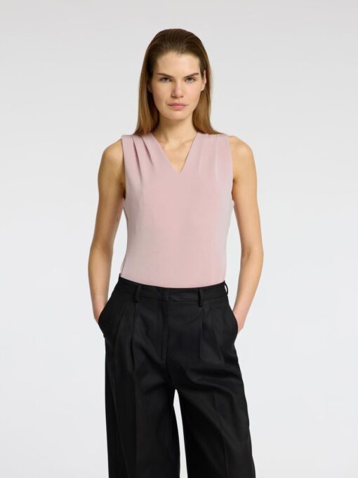 Selected Femme Tenny Sleeveless V-Neck Top Bleached Mauve
