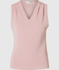 Selected Femme Tenny Sleeveless V-Neck Top Bleached Mauve