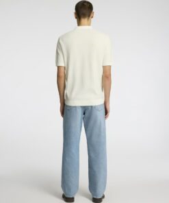 Selected Homme Cran Structure Half Zip Polo Shirt Egret