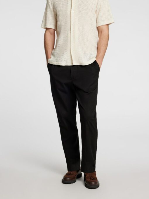 Selected Homme Reg Tape Ace Thais Summer Pant Black