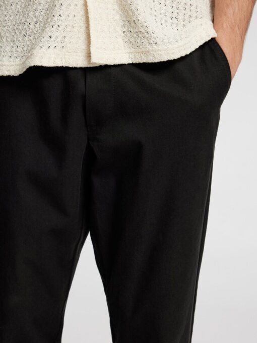 Selected Homme Reg Tape Ace Thais Summer Pant Black