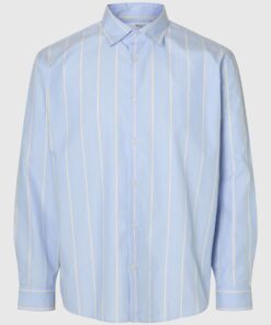 Selected Homme Relaxed Ben Stripe Shirt Light Blue