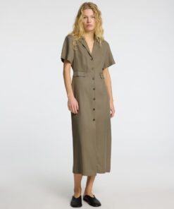 Selected Femme Natuk Buttoned Ankle Dress Vetiver