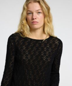 Selected Femme Niva Knit O-Neck Top Black