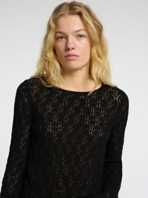 Selected Femme Niva Knit O-Neck Top Black