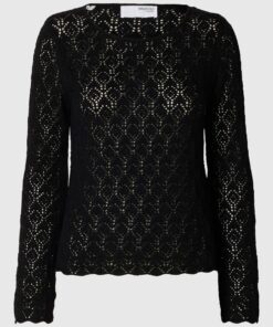 Selected Femme Niva Knit O-Neck Top Black