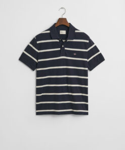 Gant Striped Polo Shirt Evening Blue