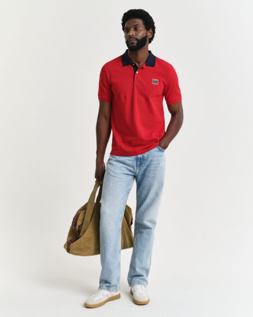 Gant Contrast SS Polo Shirt Ruby Red
