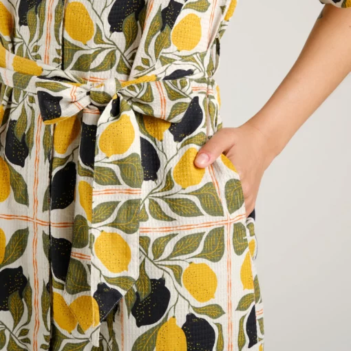 Dedicated Shirt Dress Orrefors Lemon Tiles Oat White