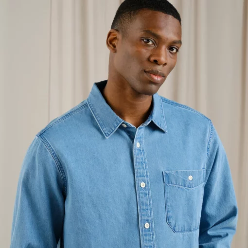 Dedicated Shirt Lunnevik Denim Light Blue