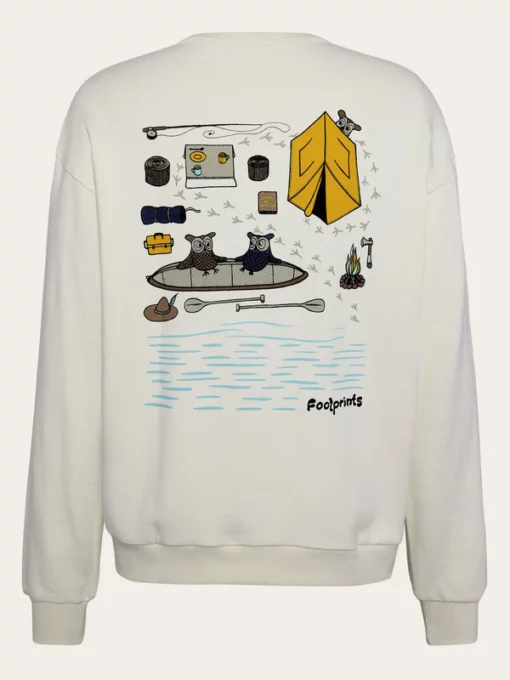 Knowledge Cotton Apparel Sweat Camping Back Print Egret