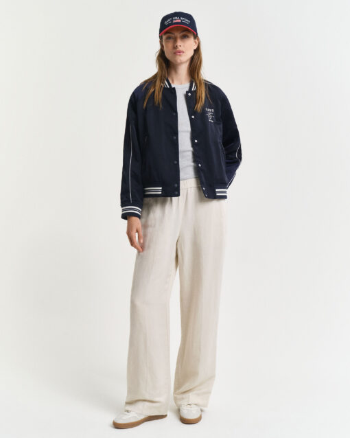 Gant Woman Linen Blend Pull On Pants Putty