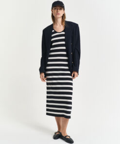 Gant Woman Striped Tank Top Jersey Midi Dress Black