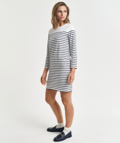 Gant Woman Breton 3/4 Sleeve Dress Eggshell