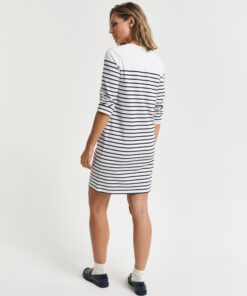 Gant Woman Breton 3/4 Sleeve Dress Eggshell
