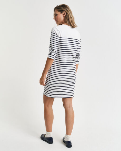 Gant Woman Breton 3/4 Sleeve Dress Eggshell