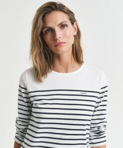 Gant Woman Breton 3/4 Sleeve Dress Eggshell
