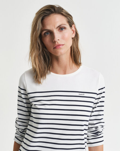 Gant Woman Breton 3/4 Sleeve Dress Eggshell