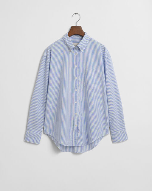 Gant Woman Luxury Oxford Striped Shirt Perfect Blue