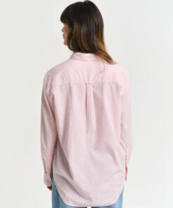 Gant Woman Luxury Oxford Striped Shirt Geranium Pink