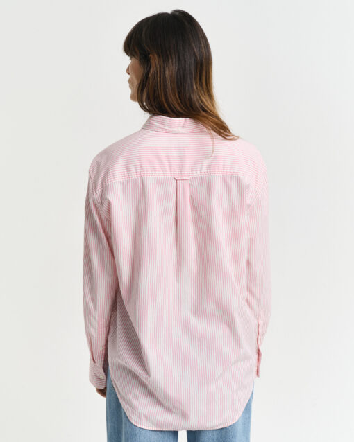 Gant Woman Luxury Oxford Striped Shirt Geranium Pink