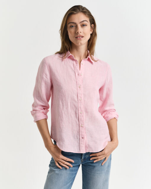 Gant Woman Reg Linen Shirt Geranium Pink