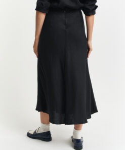 Gant Woman Linen Blend Midi Skirt Black