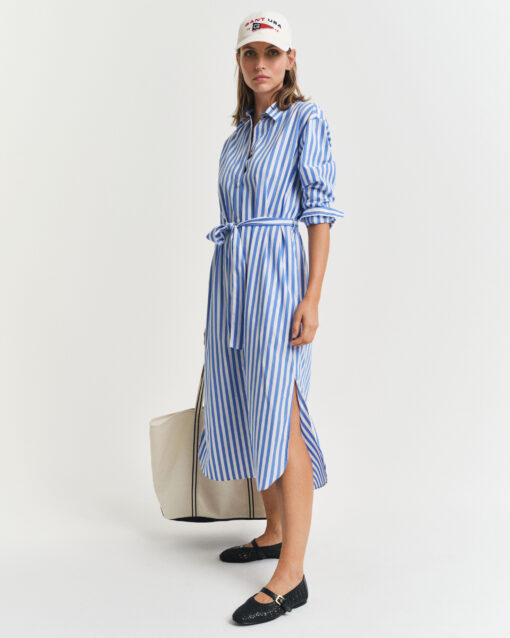 Gant Woman Striped Poplin Shirt Dress White