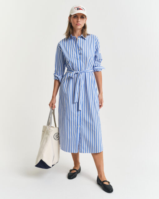 Gant Woman Striped Poplin Shirt Dress White