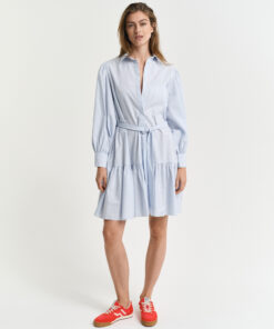 Gant Woman Classic Striped Poplin Dress Fresh Blue
