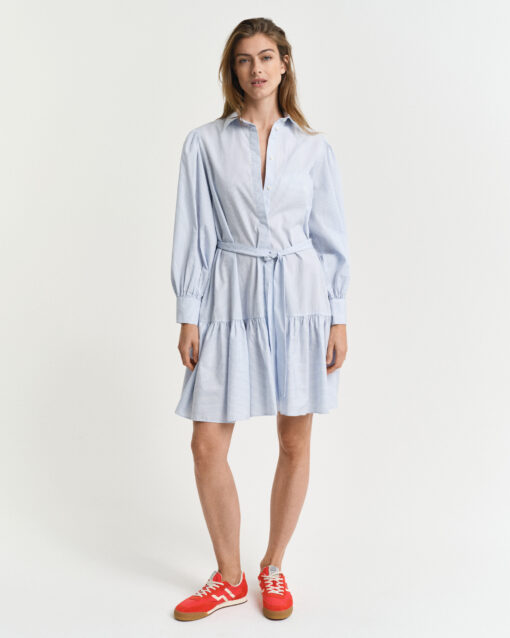 Gant Woman Classic Striped Poplin Dress Fresh Blue