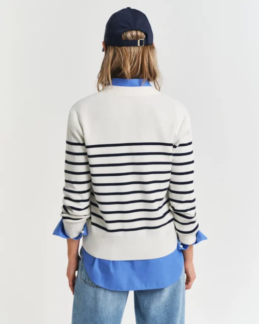 Gant Woman Striped Cotton Cardigan Eggshell